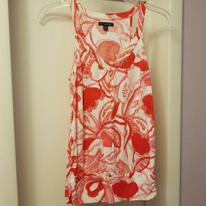 Red and white floral print tank